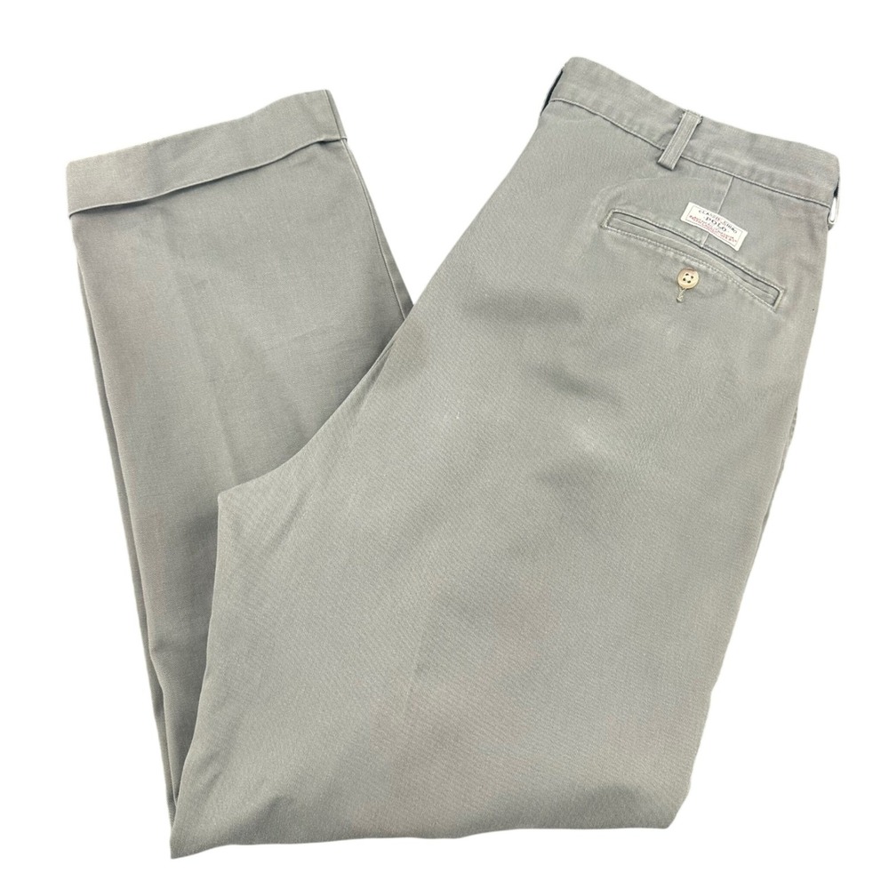 Polo Ralph Lauren Hammond Pant Mens 38x30 Pleated Cuffed Chino Chinos Olive Grey